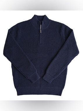 Long Wharf Wellfleet SeWell Quarter Zip Sweater Navy Size Medium